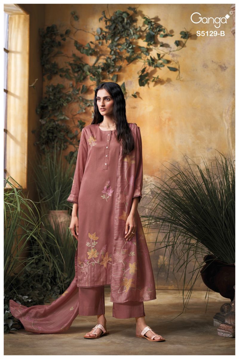 Ganga Tanisha 5129 Cotton Satin Print Embroidered Salwar Kameez Catalog — Wholesale Salwar Suits, Vardan Ethnic wholesale from Surat — view 2