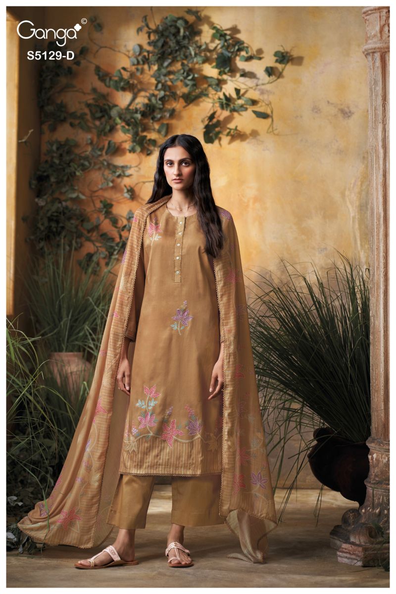 Ganga Tanisha 5129 Cotton Satin Print Embroidered Salwar Kameez Catalog — Wholesale Salwar Suits, Vardan Ethnic wholesale from Surat — view 3