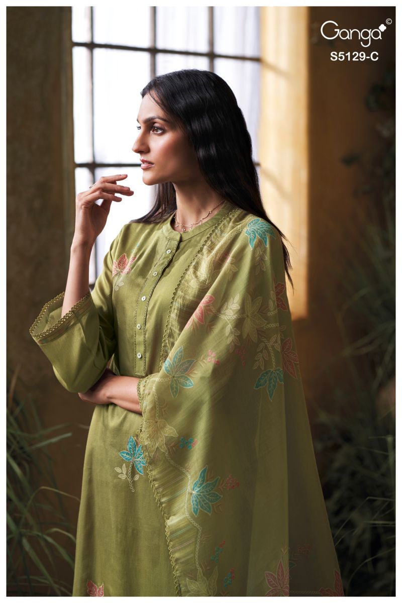 Ganga Tanisha 5129 Cotton Satin Print Embroidered Salwar Kameez Catalog — Wholesale Salwar Suits, Vardan Ethnic wholesale from Surat — view 6