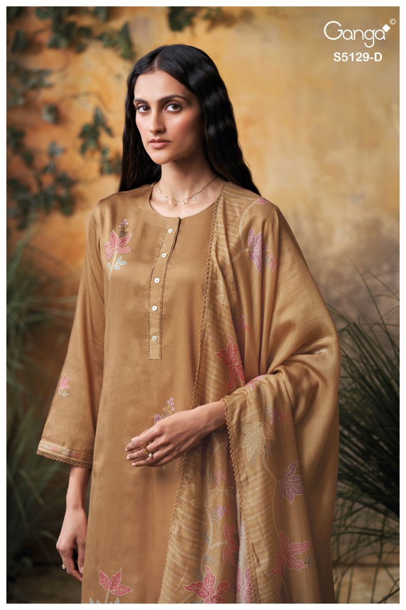 Ganga Tanisha 5129 Cotton Satin Print Embroidered Salwar Kameez Catalog — Wholesale Salwar Suits, Vardan Ethnic wholesale from Surat — view 7