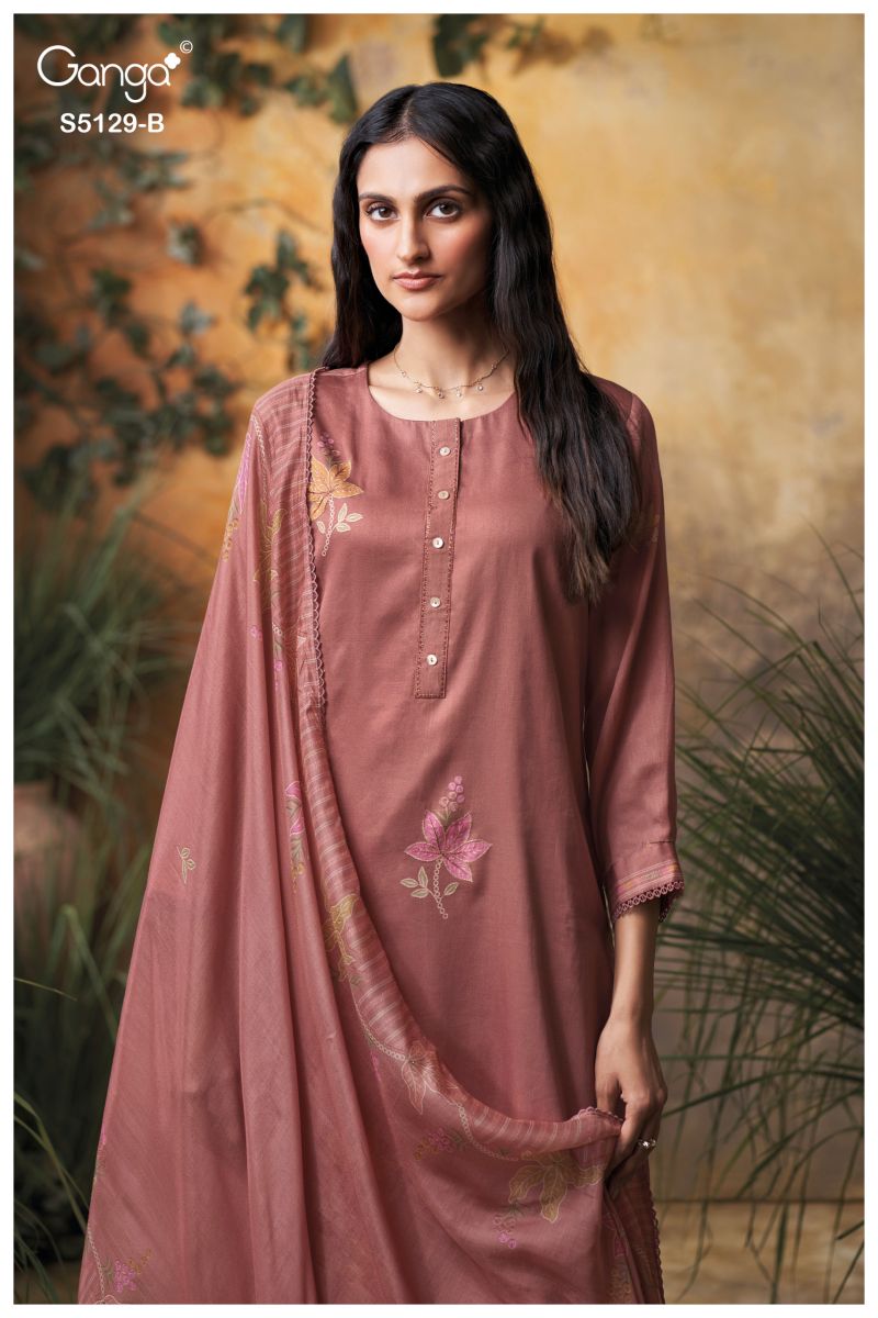 Ganga Tanisha 5129 Cotton Satin Print Embroidered Salwar Kameez Catalog — Wholesale Salwar Suits, Vardan Ethnic wholesale from Surat — view 8