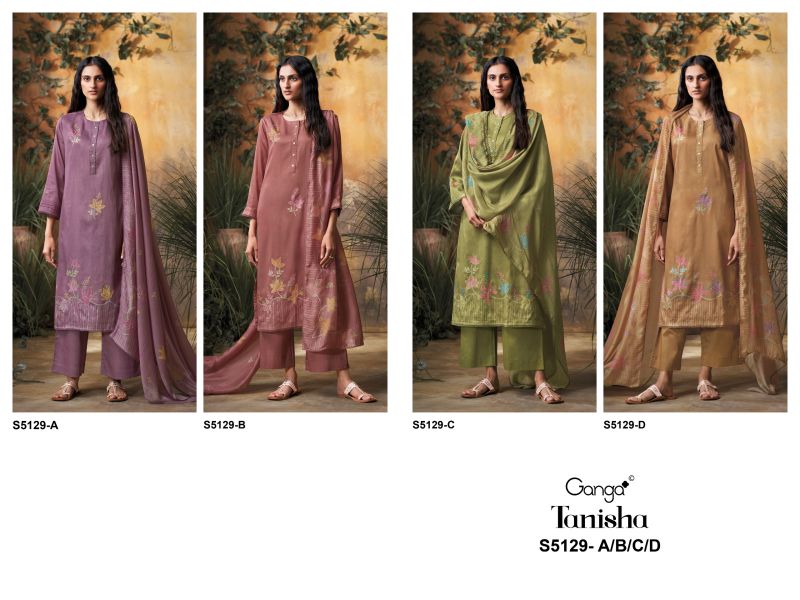 Ganga Tanisha 5129 Cotton Satin Print Embroidered Salwar Kameez Catalog — Wholesale Salwar Suits, Vardan Ethnic wholesale from Surat — view 10