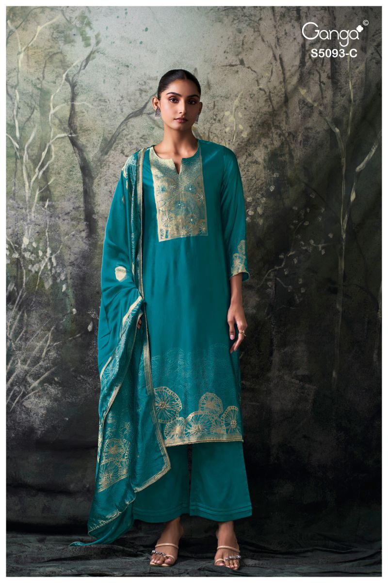 Ganga Veya 5093 Viscose Woven Silk Jacquard Work Salwar Kameez — Wholesale Dress Material, Ganga wholesale from Surat — Photo 2