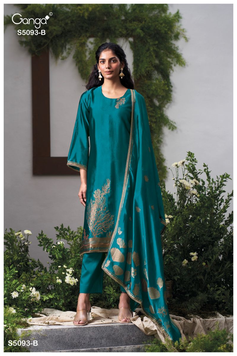 Ganga Veya 5093 Viscose Woven Silk Jacquard Work Salwar Kameez — Wholesale Dress Material, Ganga wholesale from Surat — Photo 5