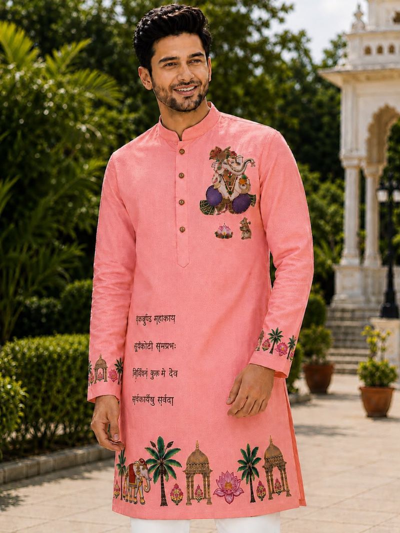 Ganpati Special Vol 1 Cotton Printed Mens Wear Kurta Collection — Men's Wear, Ganpati wholesale from Surat — view 3