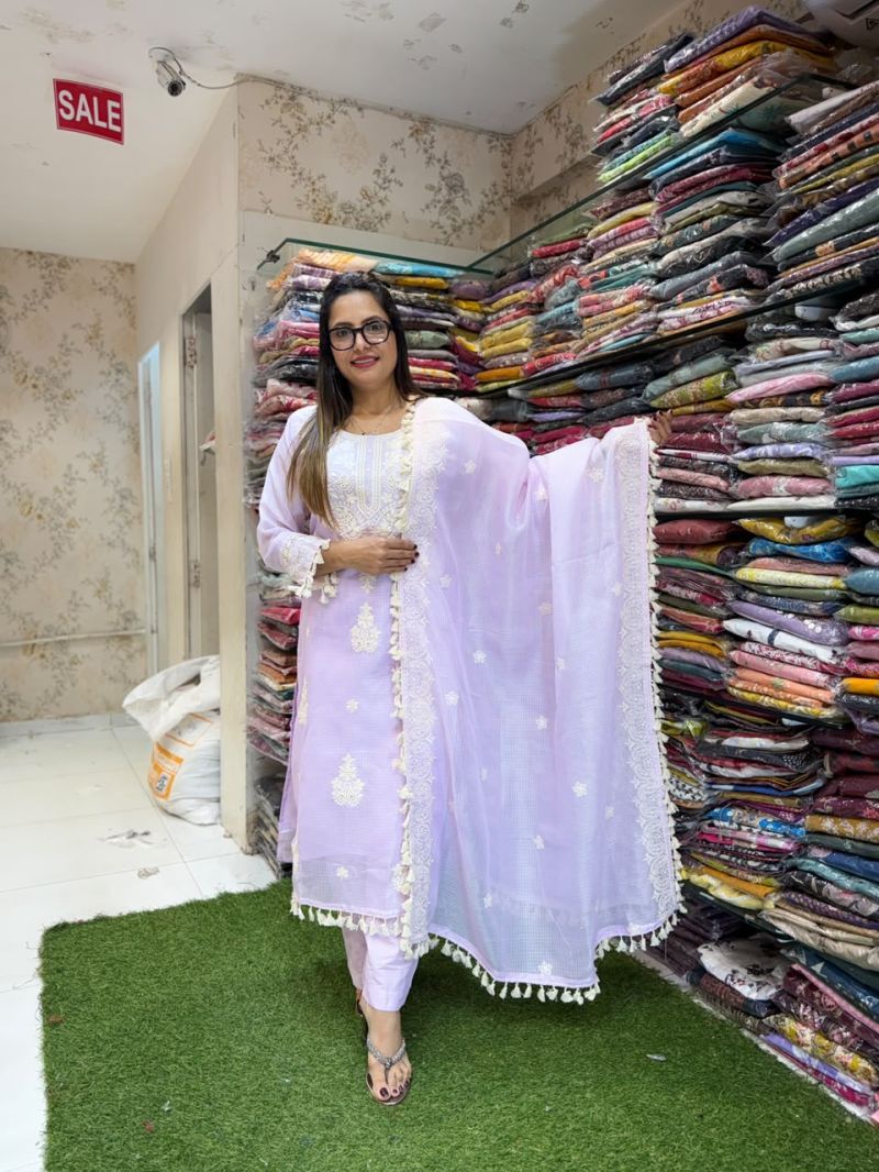 Gfh Vol 2 Kota Doriya Embroidered Kurti With Bottom Dupatta Set