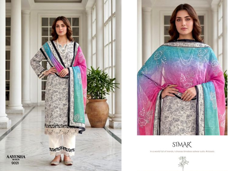 Glossy Simar Aayesha Viscose Muslin Digital Print Embroidered Salwar Kameez — Wholesale Dress Material wholesale from Surat — view 2