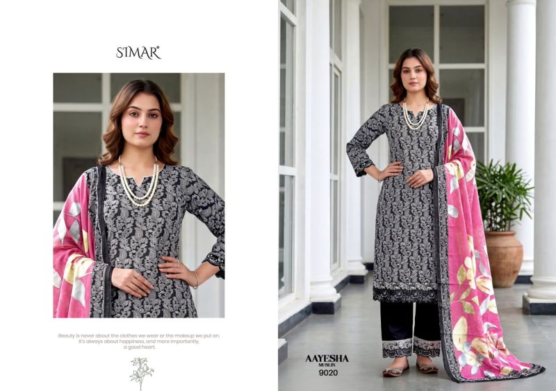 Glossy Simar Aayesha Viscose Muslin Digital Print Embroidered Salwar Kameez — Wholesale Dress Material wholesale from Surat — view 3