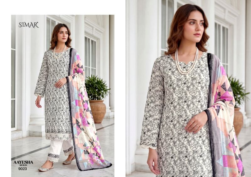 Glossy Simar Aayesha Viscose Muslin Digital Print Embroidered Salwar Kameez — Wholesale Dress Material wholesale from Surat — view 5