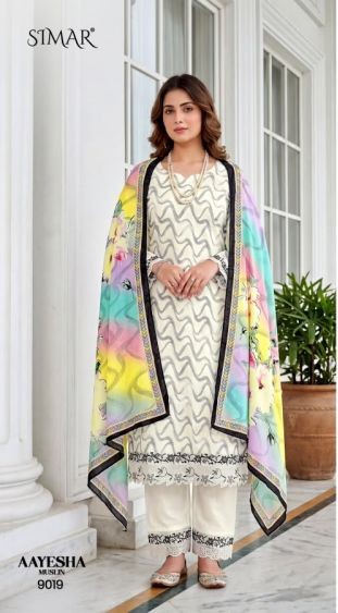 Glossy Simar Aayesha Viscose Muslin Digital Print Embroidered Salwar Kameez
