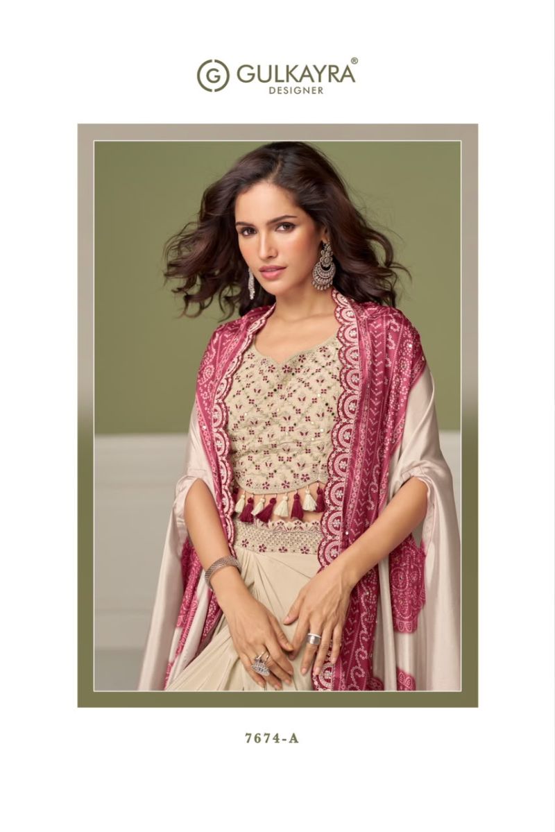 Gulkayra Ruhi 7674 Real Chinon Embroidered Designer Indo Western Catalog — Wholesale Kurtis, Gulkayra wholesale from Surat — view 2