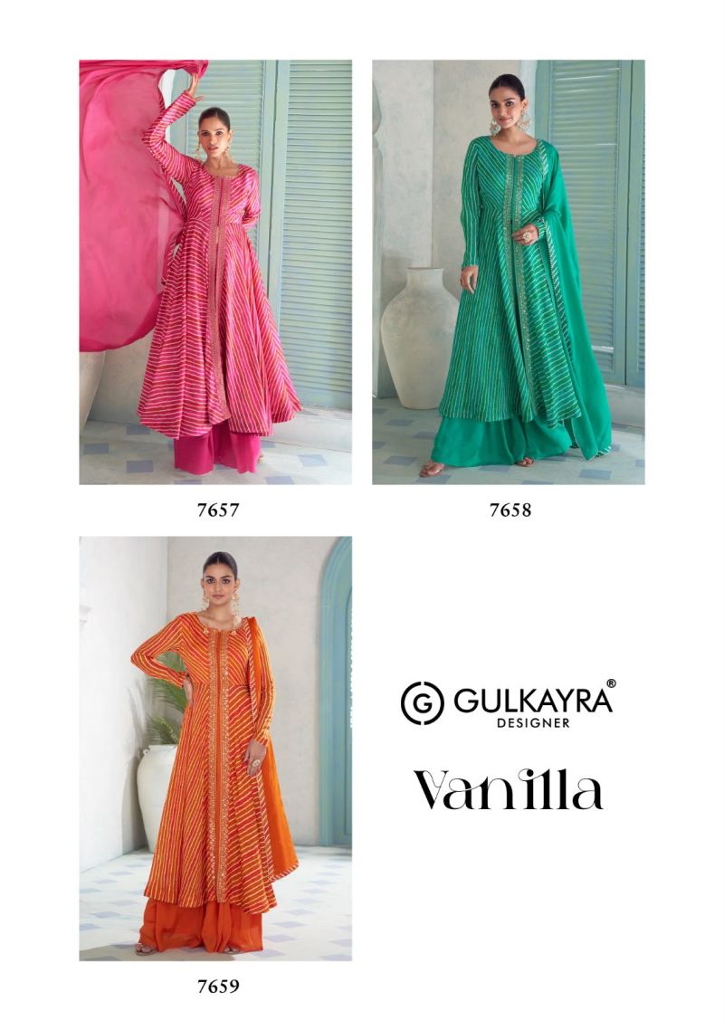 Gulkayra Vanilla Chinon Digital Print Embroidered Top Bottom Dupatta Catalog — Wholesale Kurtis, Vardan Ethnic wholesale from Surat — view 7