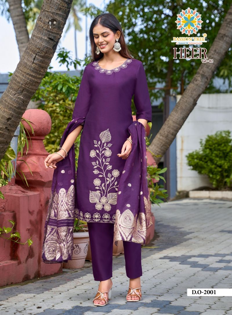 Heer Vol 2 By Passion Tree Barlin With Embroidery Kurti With Bottom Dupatta Set — Wholesale Readymade Suit, HEER wholesale from Surat — view 3
