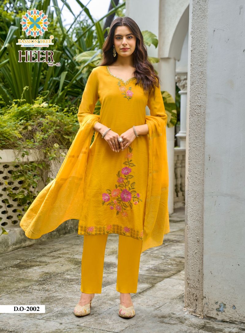 Heer Vol 2 By Passion Tree Barlin With Embroidery Kurti With Bottom Dupatta Set — Wholesale Readymade Suit, HEER wholesale from Surat — view 4