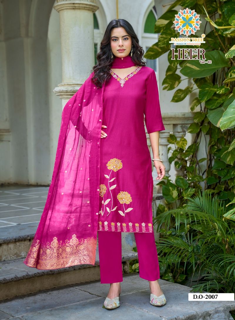 Heer Vol 2 By Passion Tree Barlin With Embroidery Kurti With Bottom Dupatta Set — Wholesale Readymade Suit, HEER wholesale from Surat — view 5