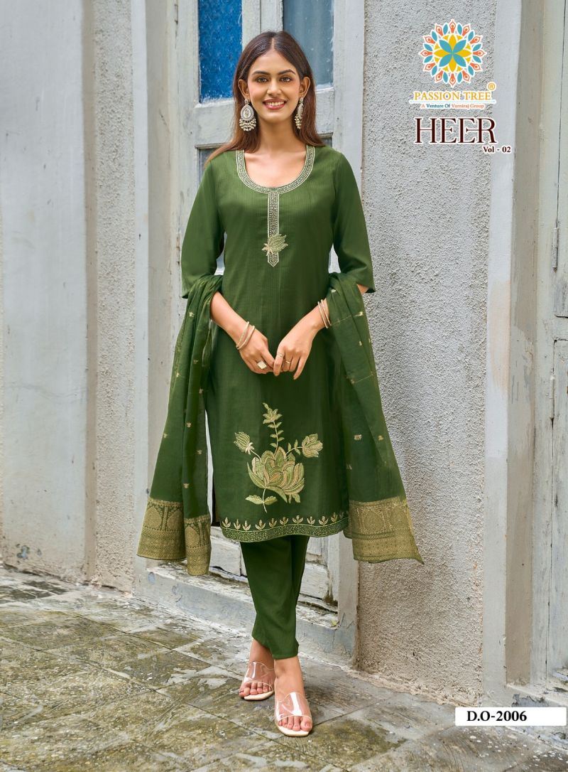 Heer Vol 2 By Passion Tree Barlin With Embroidery Kurti With Bottom Dupatta Set — Wholesale Readymade Suit, HEER wholesale from Surat — view 6