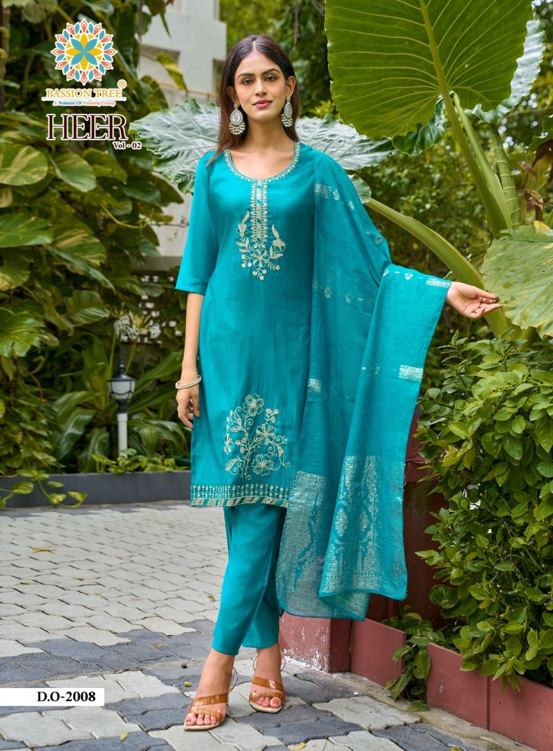 Heer Vol 2 By Passion Tree Barlin With Embroidery Kurti With Bottom Dupatta Set — Wholesale Readymade Suit, HEER wholesale from Surat — view 8