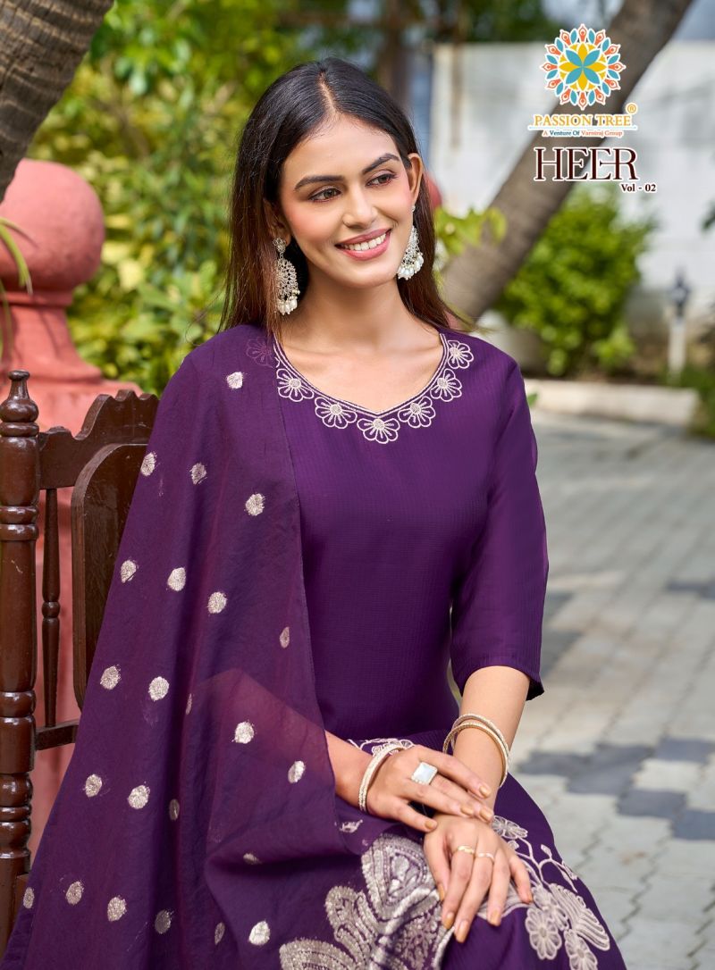 Heer Vol 2 By Passion Tree Barlin With Embroidery Kurti With Bottom Dupatta Set — Wholesale Readymade Suit, HEER wholesale from Surat — view 9