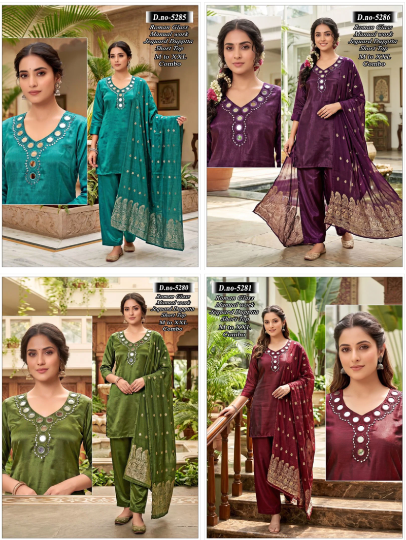 Himanchi Combo Roman Glass Mirror Worked Kurti Set Catalog — Wholesale Dress Material, Vardan Ethnic wholesale from Surat — view 9