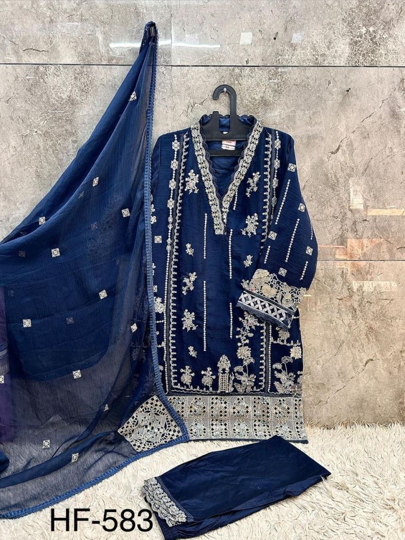 Hoor Tex 583 A To D Slub Armani Embroidered Salwar Kameeez Catalog — Wholesale Pakistani Suits, hoor Tex wholesale from Surat — view 7