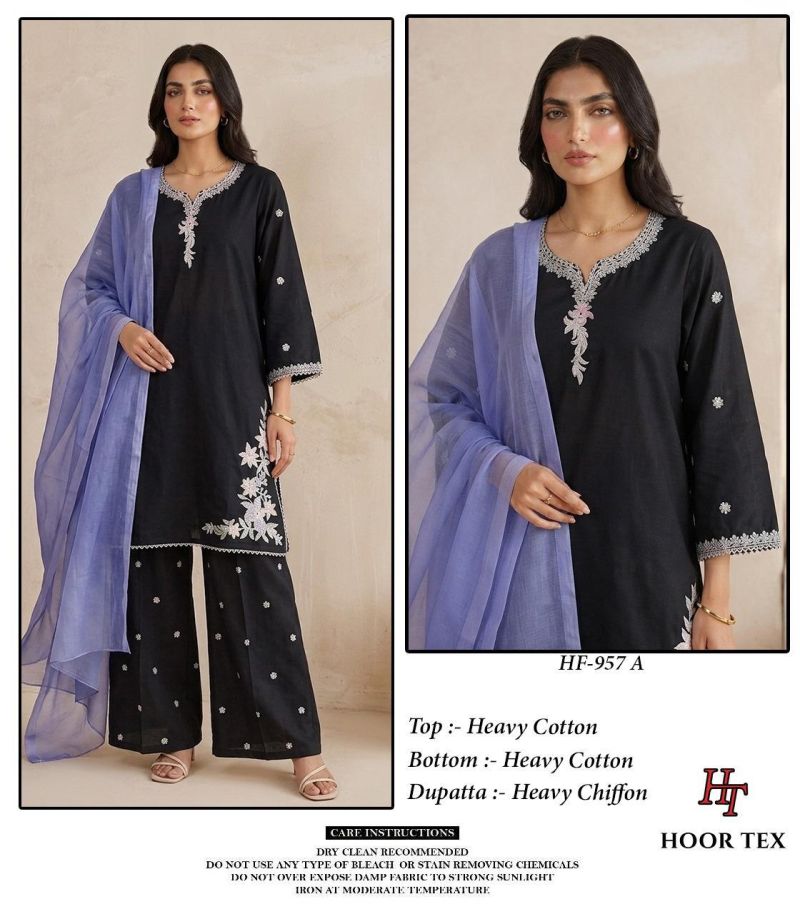 Hoor Tex 957 A And B Cotton Embroidered Salwar Kameez Catalog — Wholesale Pakistani Suits, hoor Tex wholesale from Surat — Photo 3