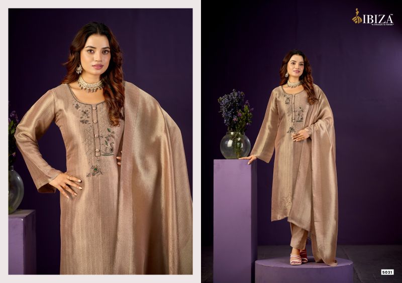 Ibiza Basma Ziraf Silk Jacquard Handwork Salwar Kameez Catalog — Wholesale Dress Material, Vardan Ethnic wholesale from Surat — view 2