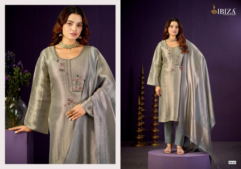 Ibiza Basma Ziraf Silk Jacquard Handwork Salwar Kameez Catalog — Wholesale Dress Material, Vardan Ethnic wholesale from Surat — view 3