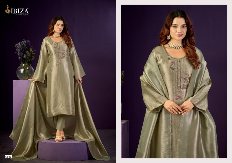 Ibiza Basma Ziraf Silk Jacquard Handwork Salwar Kameez Catalog — Wholesale Dress Material, Vardan Ethnic wholesale from Surat — view 4