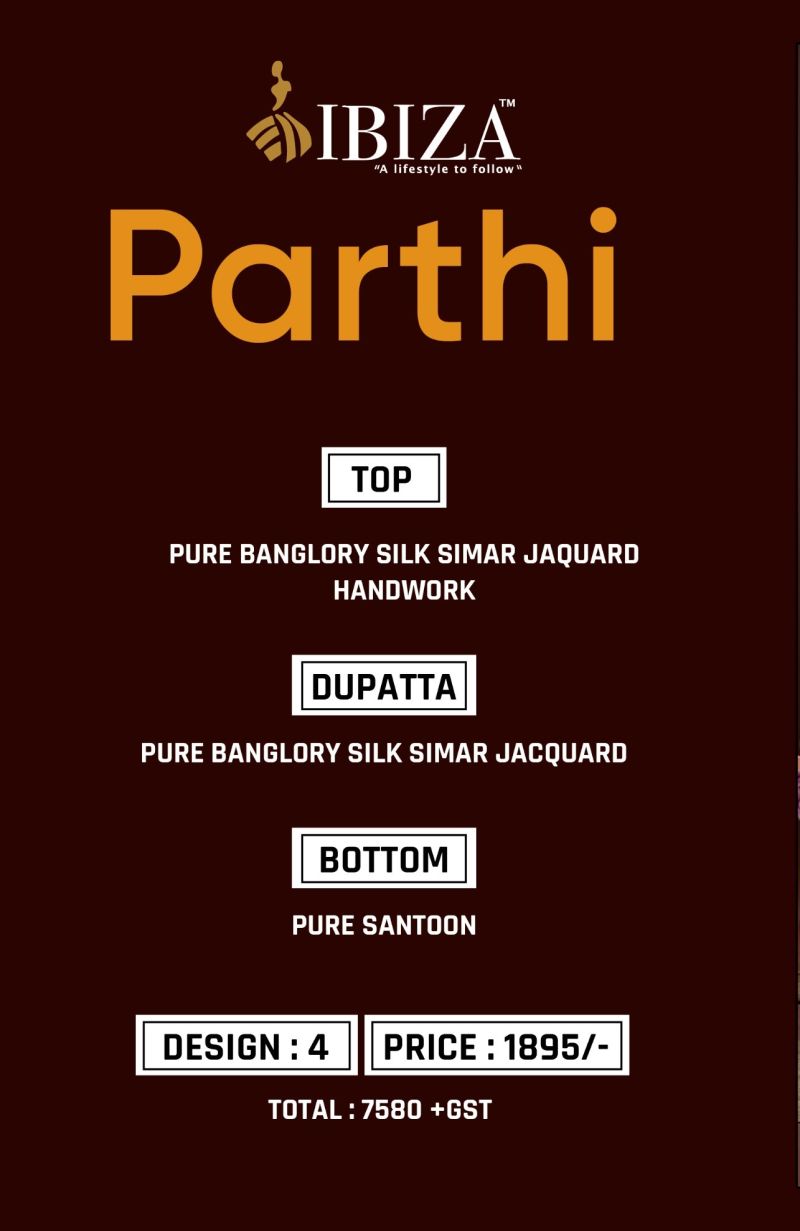 Ibiza Parthi Banglory Silk Jacquard Designer Salwar Kameez — Wholesale Dress Material, Vardan Ethnic wholesale from Surat — view 5