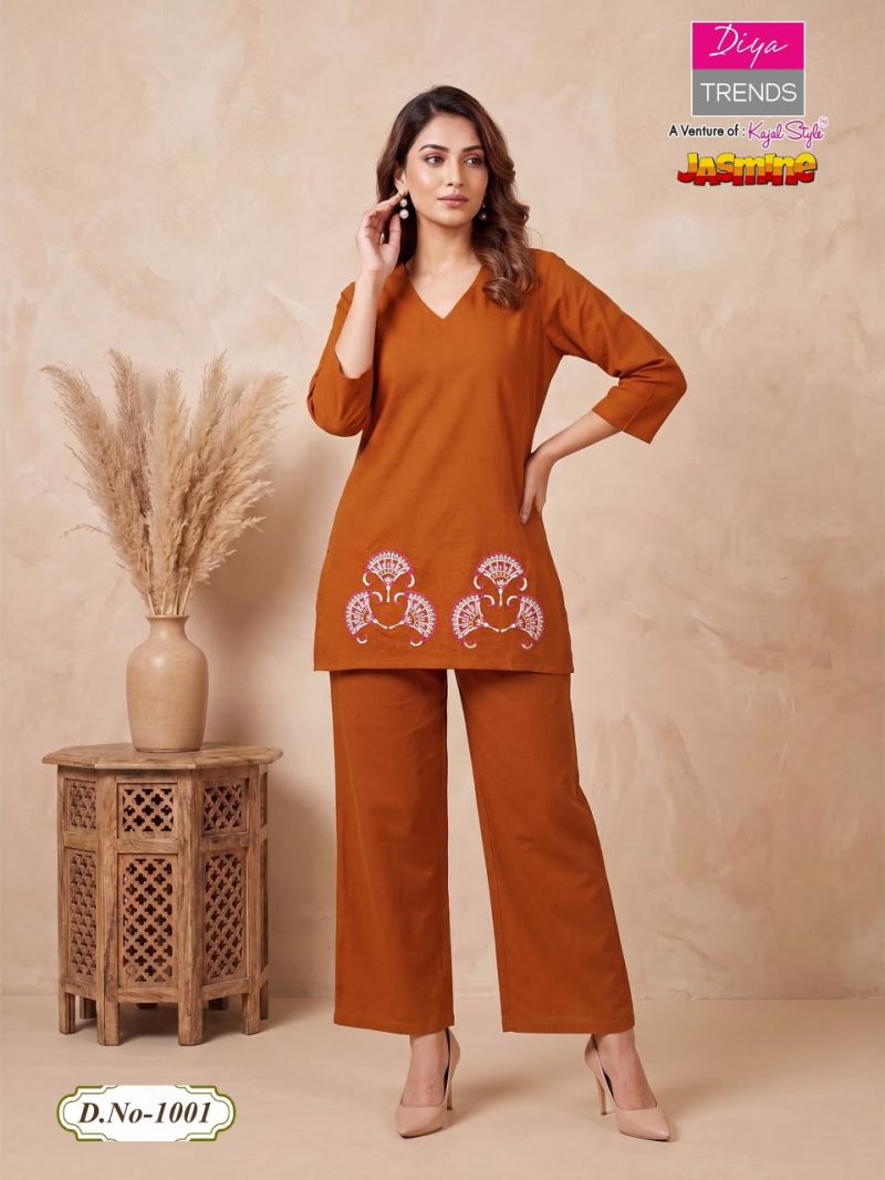 Jasmine By Diya Trends Cotton Flex Embroidered Fancy Co Ord Set Catalog — Wholesale Kurtis, Vardan Ethnic wholesale from Surat — view 5