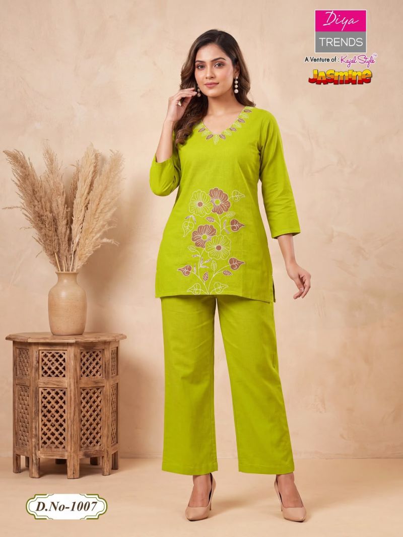 Jasmine By Diya Trends Cotton Flex Embroidered Fancy Co Ord Set Catalog — Wholesale Kurtis, Vardan Ethnic wholesale from Surat — view 6