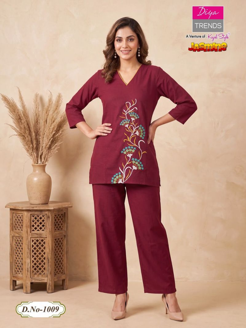 Jasmine By Diya Trends Cotton Flex Embroidered Fancy Co Ord Set Catalog — Wholesale Kurtis, Vardan Ethnic wholesale from Surat — view 8