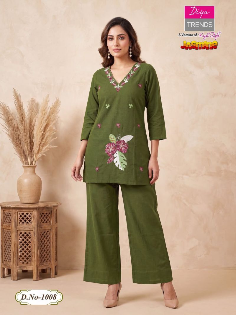 Jasmine By Diya Trends Cotton Flex Embroidered Fancy Co Ord Set Catalog — Wholesale Kurtis, Vardan Ethnic wholesale from Surat — view 9