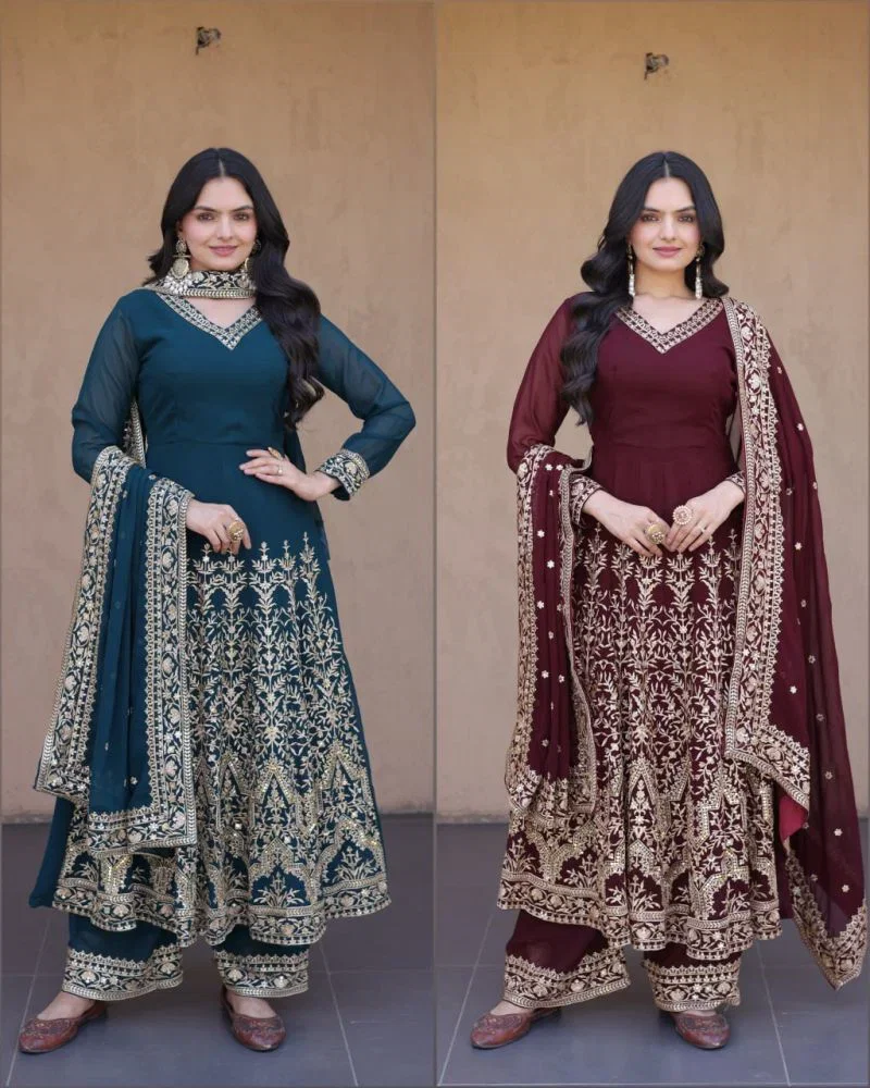 Ka 1254 Faux Blooming E mbroidered Kurti With Bottom Dupatt Set — Wholesale Readymade Suit, Vardan Ethnic wholesale from Surat — Photo 9