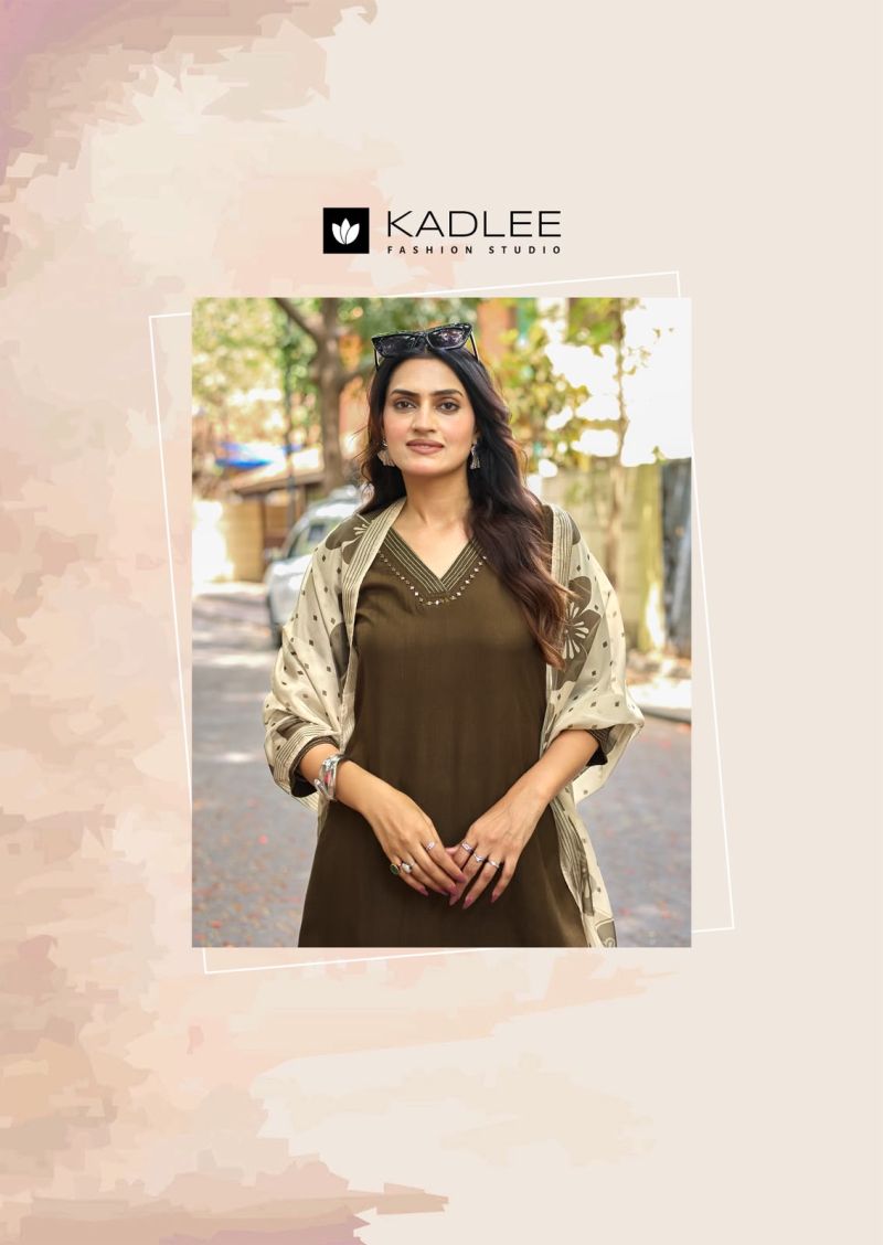 Kadlee Trisha Rayon Weaving Thread And Hand Work Kurti With Bottom Dupatta Catalog — Wholesale Kurtis, Vardan Ethnic wholesale from Surat — view 7