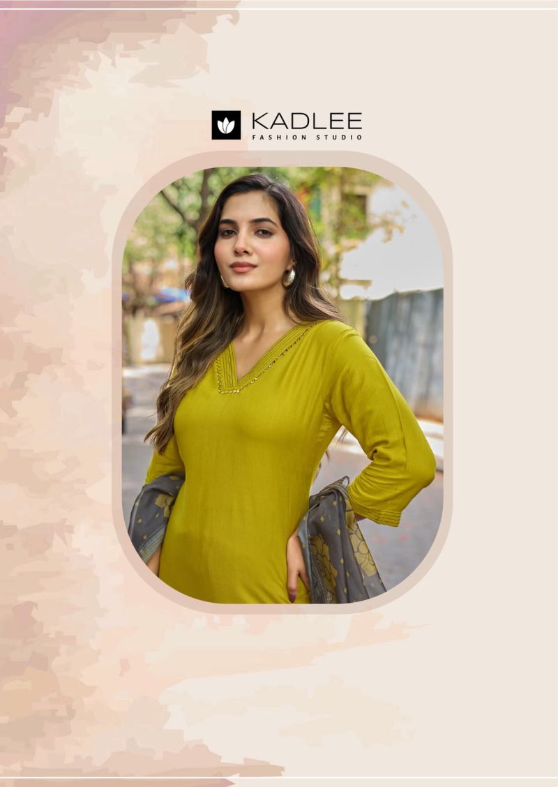 Kadlee Trisha Rayon Weaving Thread And Hand Work Kurti With Bottom Dupatta Catalog — Wholesale Kurtis, Vardan Ethnic wholesale from Surat — view 8