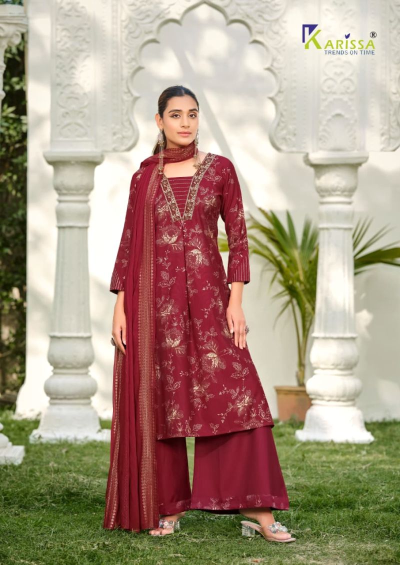 Karissa Harleen Vatican Foil Print Thread Work Kurti With Bottom Dupatta Set — Wholesale Kurtis, Karissa wholesale from Surat — Photo 4