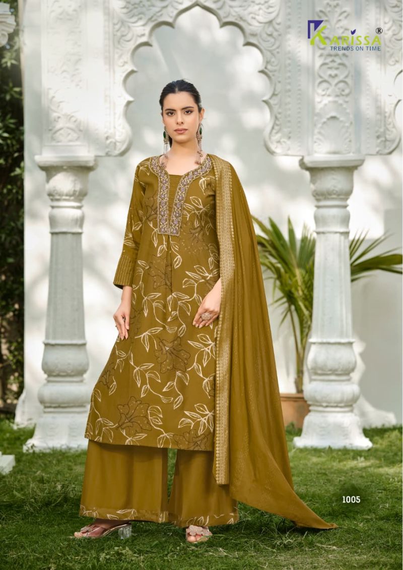 Karissa Harleen Vatican Foil Print Thread Work Kurti With Bottom Dupatta Set — Wholesale Kurtis, Karissa wholesale from Surat — Photo 6