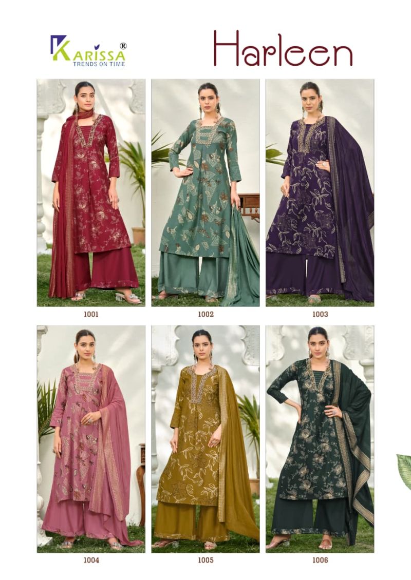 Karissa Harleen Vatican Foil Print Thread Work Kurti With Bottom Dupatta Set — Wholesale Kurtis, Karissa wholesale from Surat — Photo 10