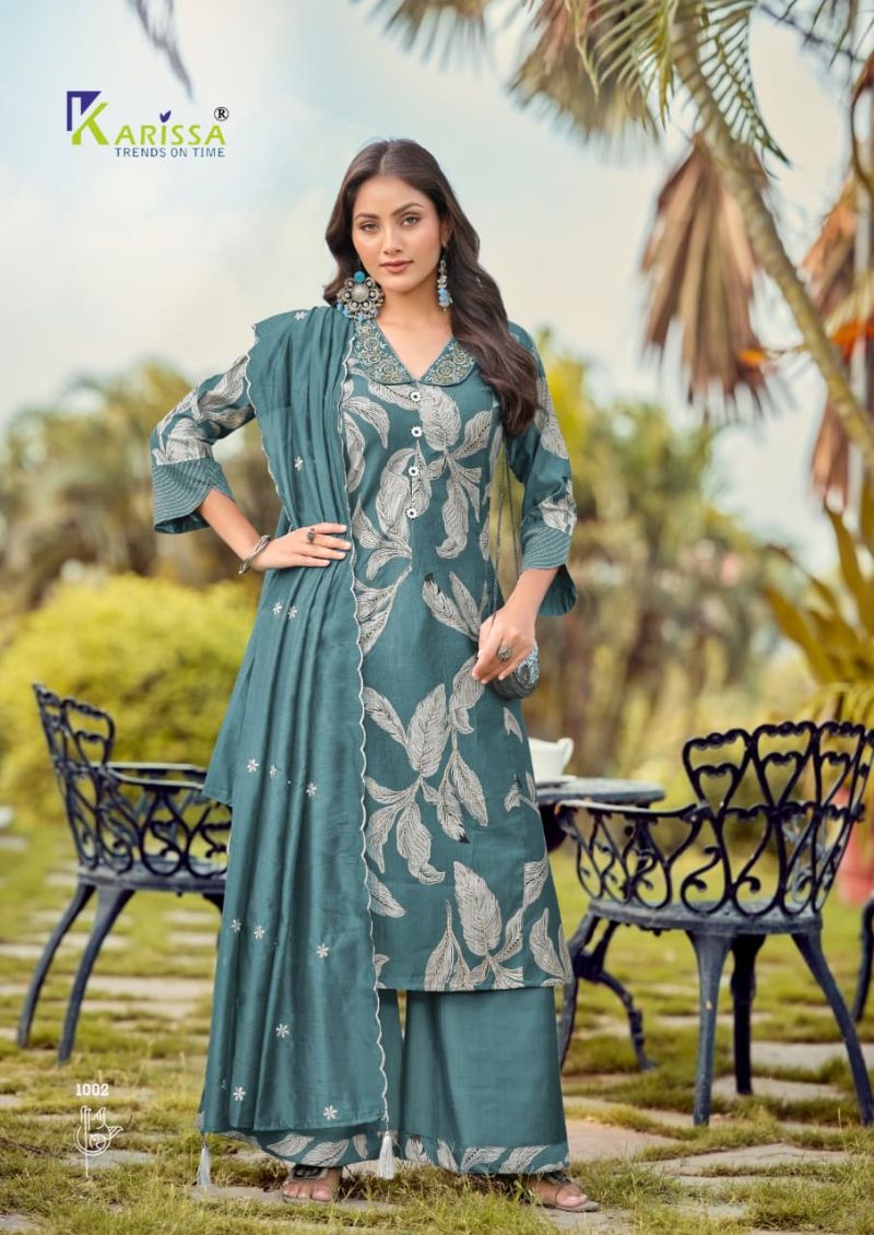 Karissa Kalki Vatican Foil Print Thread Work Kurti With Bottom Dupatta Set — Wholesale Kurti Pant Set, Vardan Ethnic wholesale from Surat — view 3