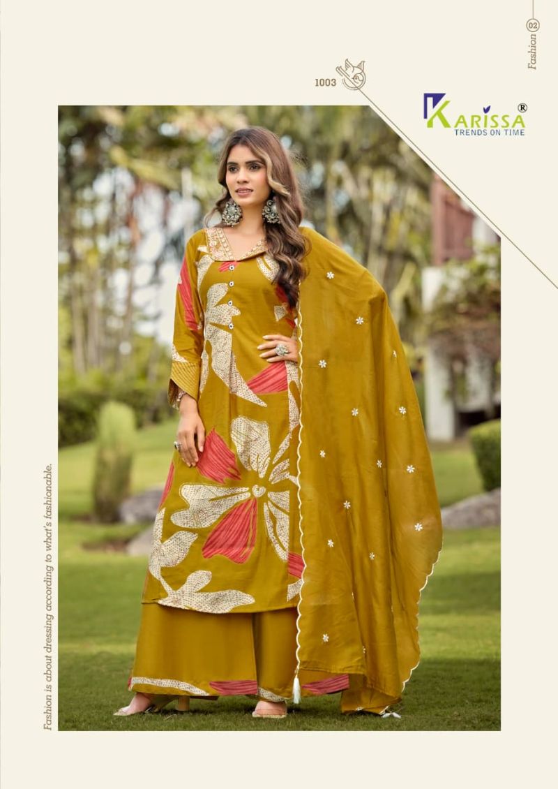 Karissa Kalki Vatican Foil Print Thread Work Kurti With Bottom Dupatta Set — Wholesale Kurti Pant Set, Vardan Ethnic wholesale from Surat — view 4