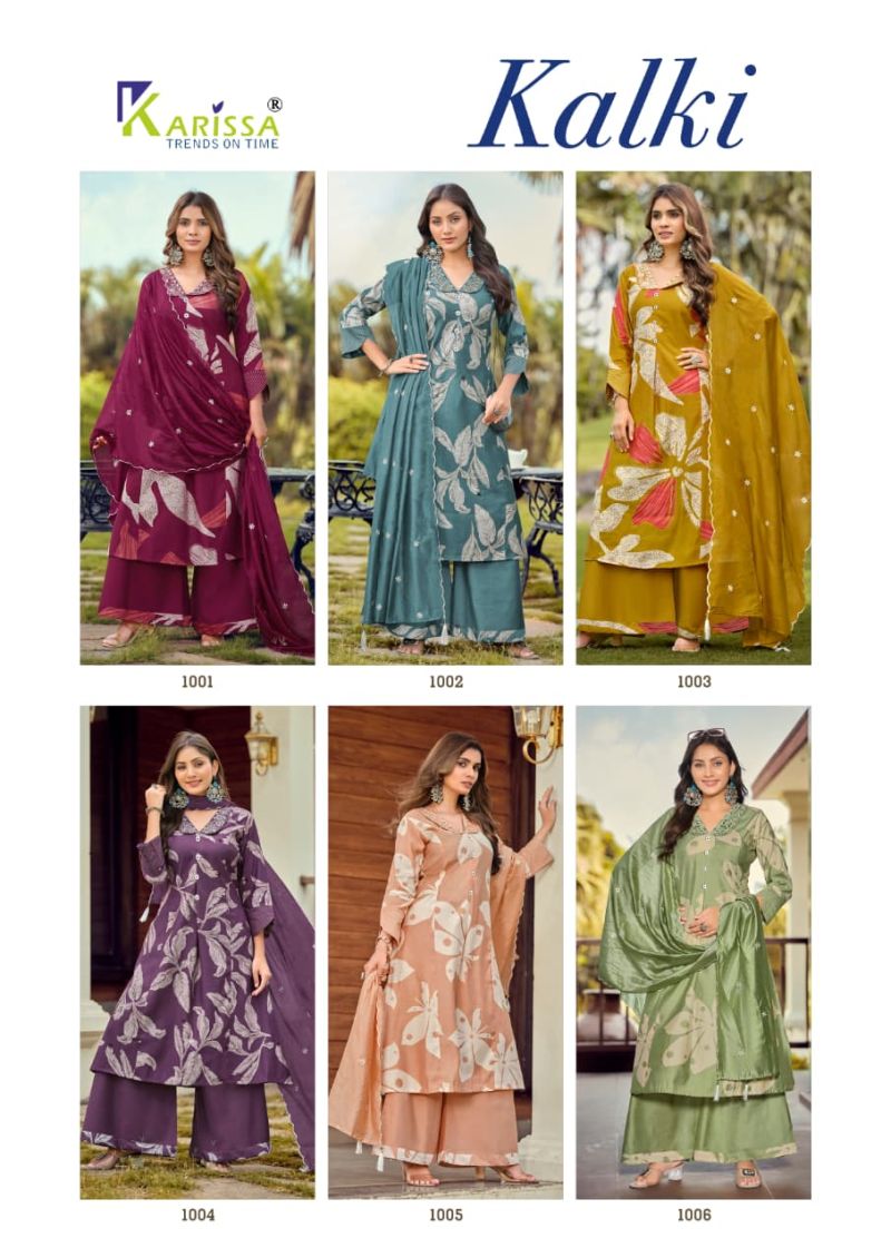 Karissa Kalki Vatican Foil Print Thread Work Kurti With Bottom Dupatta Set — Wholesale Kurti Pant Set, Vardan Ethnic wholesale from Surat — view 8