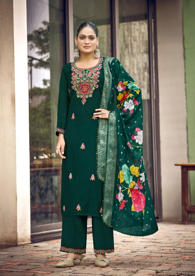 Karissa Nora Vol 5 Fancy Viscose Thread And Khatli Work Kurti With Bottom Dupatta Set — Wholesale Kurtis, Vardan Ethnic wholesale from Surat — view 4