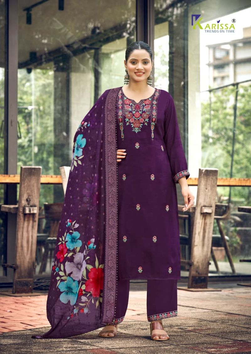 Karissa Nora Vol 5 Fancy Viscose Thread And Khatli Work Kurti With Bottom Dupatta Set — Wholesale Kurtis, Vardan Ethnic wholesale from Surat — view 5