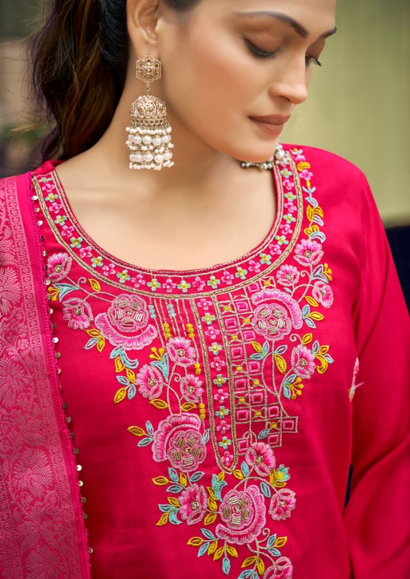 Karissa Nora Vol 5 Fancy Viscose Thread And Khatli Work Kurti With Bottom Dupatta Set — Wholesale Kurtis, Vardan Ethnic wholesale from Surat — view 8