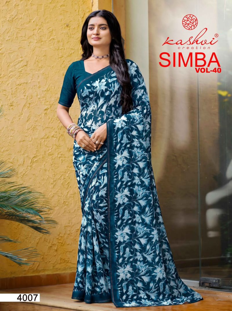Kashvi Simba Vol 40 Georgette Printed Saree Catalog — Organza Saree wholesale from Surat — view 2
