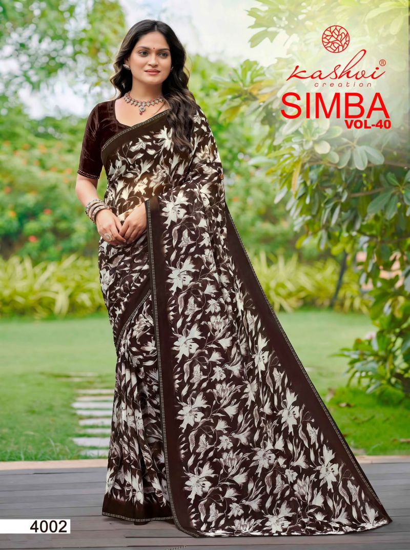 Kashvi Simba Vol 40 Georgette Printed Saree Catalog — Organza Saree wholesale from Surat — view 3