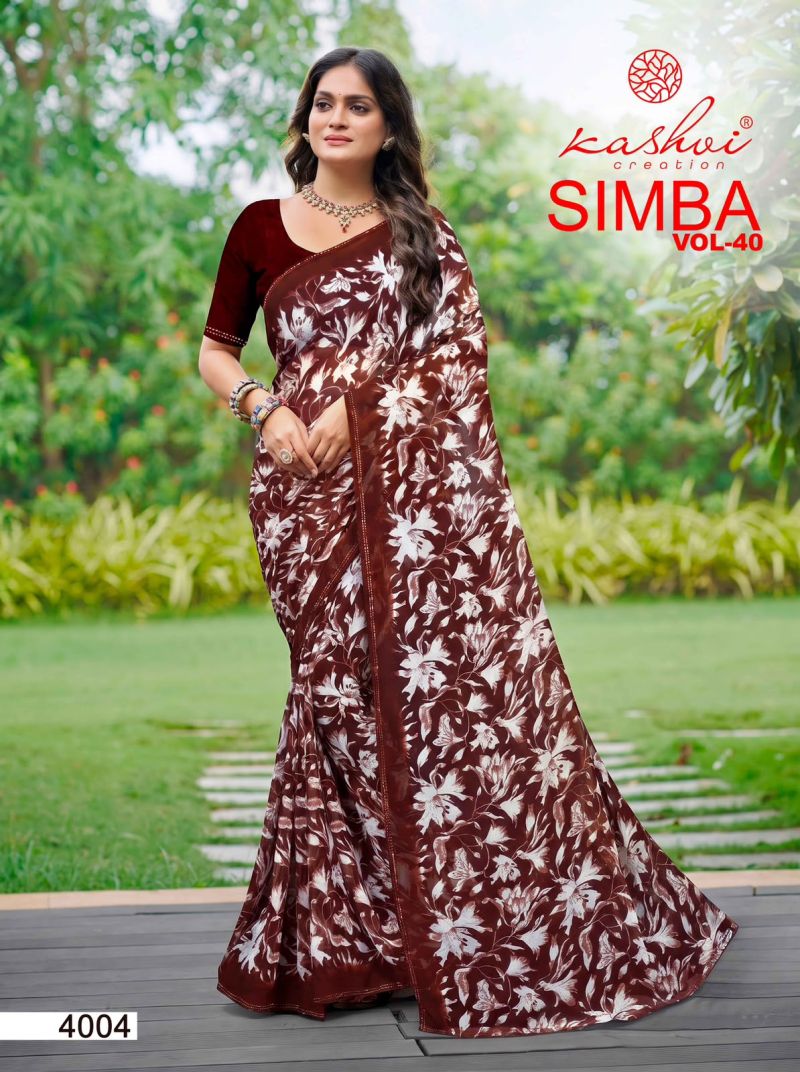 Kashvi Simba Vol 40 Georgette Printed Saree Catalog — Organza Saree wholesale from Surat — view 5