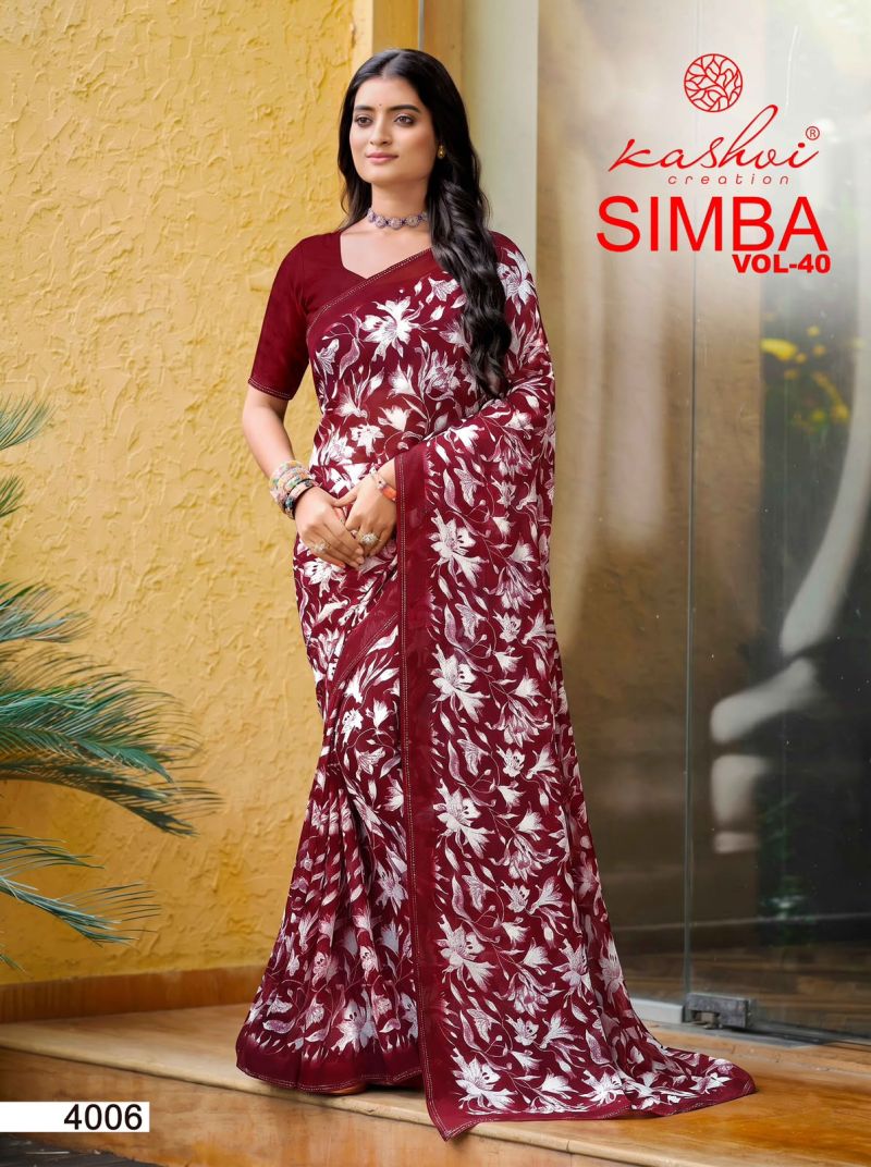 Kashvi Simba Vol 40 Georgette Printed Saree Catalog — Organza Saree wholesale from Surat — view 6