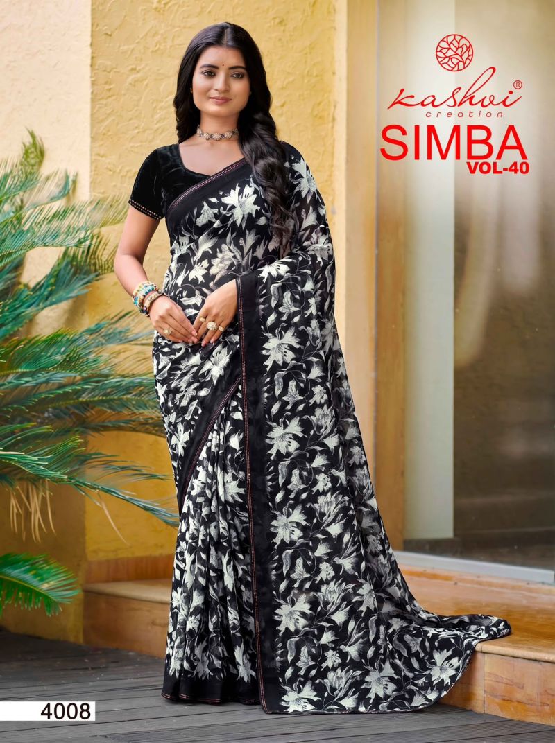 Kashvi Simba Vol 40 Georgette Printed Saree Catalog — Organza Saree wholesale from Surat — view 7
